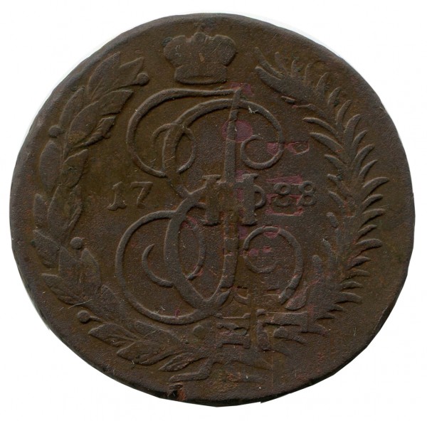 2 Копейки 1788 год ММ (перечекан). 300