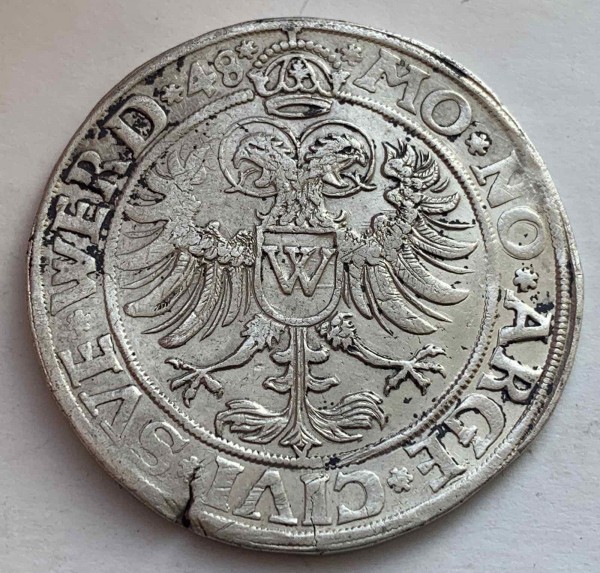 1/2 Талера 1548 год. Донауверт. Карл V. 387