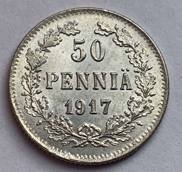 50 Пенни 1917 год. Для Финляндии. 456