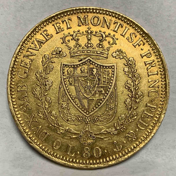 80 Лир 1828 год. Сардиния. 562