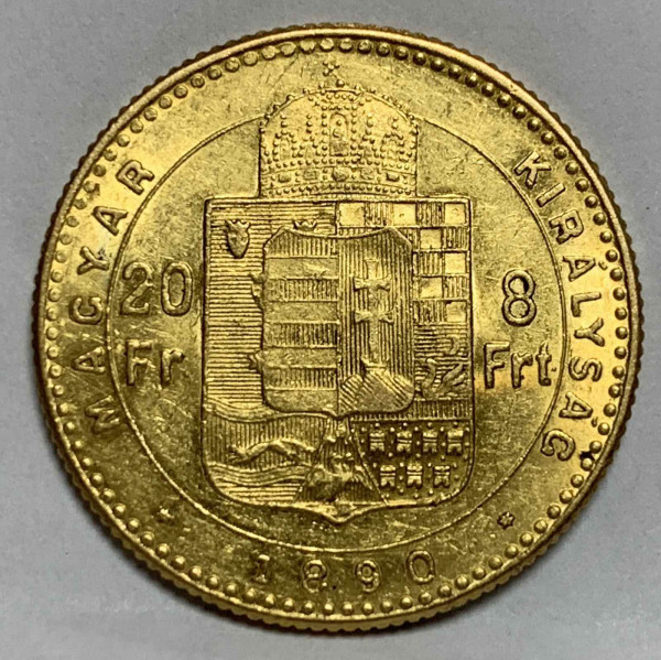 20 Франков - 8 Форинтов 1890 год. Венгрия. 74