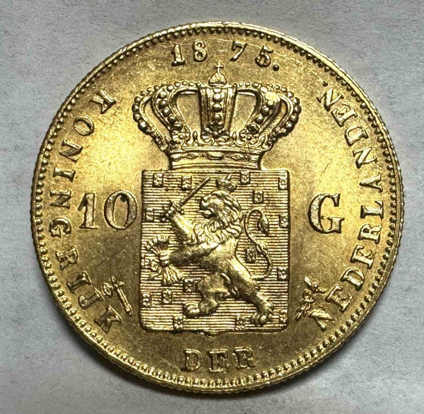 10 Гульденов 1875 год. Нидерланды. 517