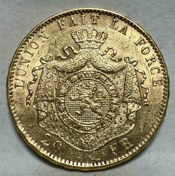 20 Франков 1877 год. Бельгия. 746
