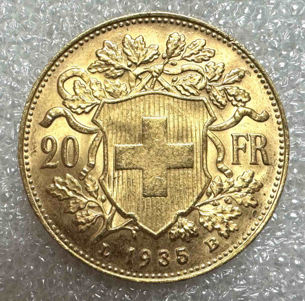 20 Франків 1935 рік  Швейцарія. 603