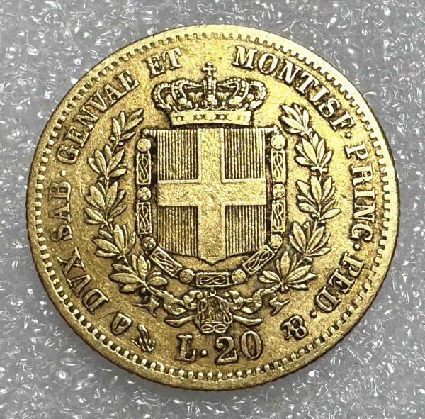 20 Лир 1856 год. Сардиния. 489