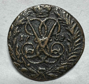 Полушка 1758 рік ЕМ. 