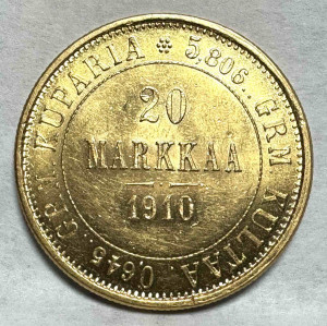 20 Марок 1910 рік для Фінляндії.