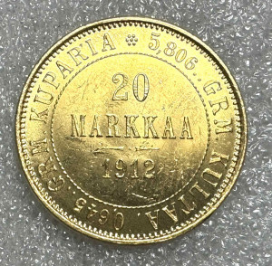 20 Марок 1912 рік для Фінляндії.