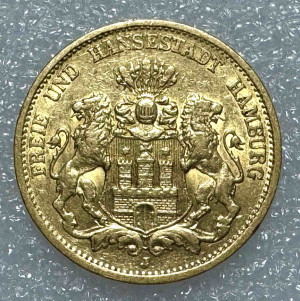 20 Марок 1877 год Гамбург.